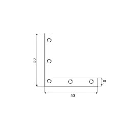 Rohovník 50x50x10mm, 2,0mm pozink, počet 4mm dier-4ks Rohovník 50x50x10mm, 2,0mm pozink, počet 4mm dier-4ks